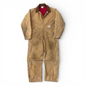 Vintage Carhartt USA Union Made Insulated Coveralls Jumpsuit X01 Brown 44 Short